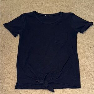 Navy Blue Tie-Front T-Shirt